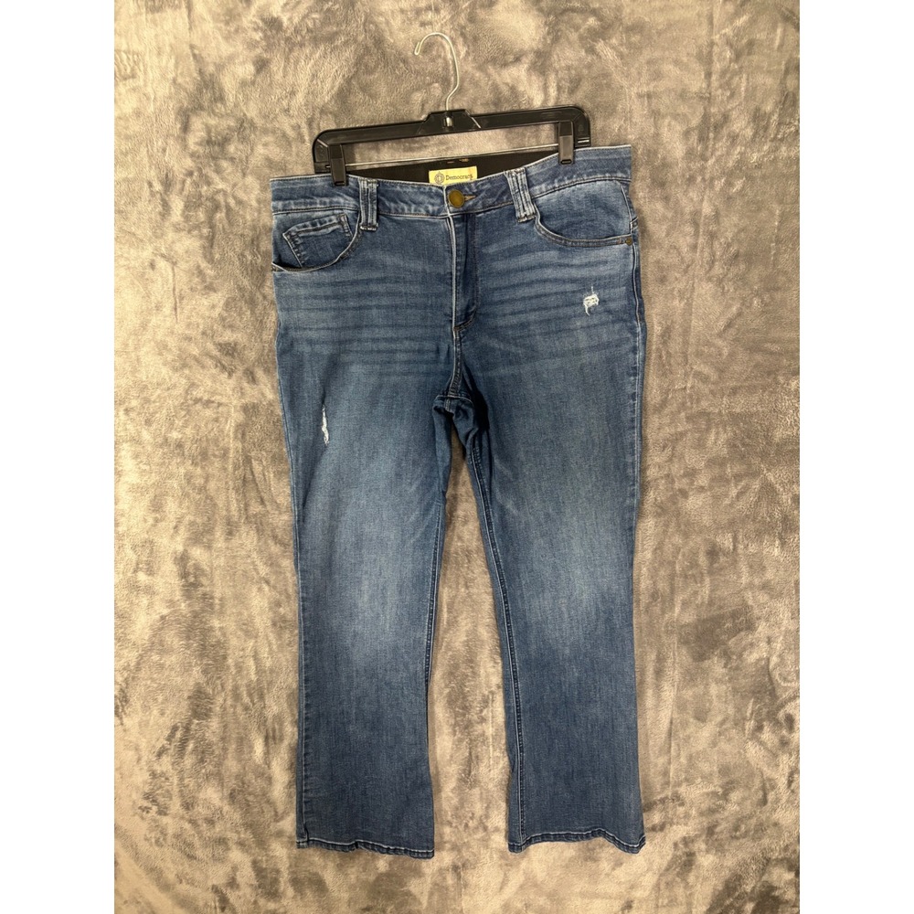 Democracy Ab Solution Jeans Mens Medium Wash Distressed Straight Leg Denim